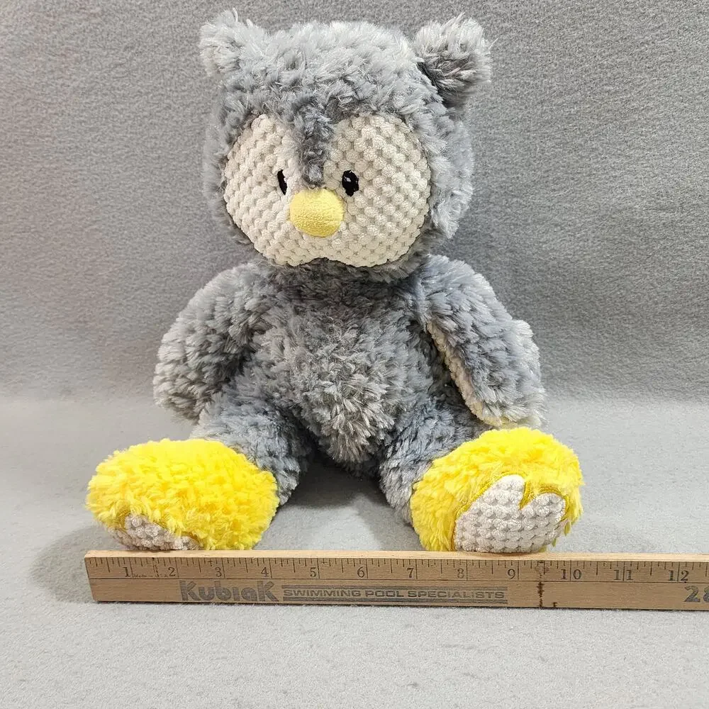 Animal Adventure OWL Gray Yellow White Waffle Weave Stuffed Lovey Plush 2016